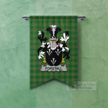 Forstall Irish Clan Tartan Gonfalon, Tartan Banner with Coat of Arms Fishtail - Tartan Vibes Clothing