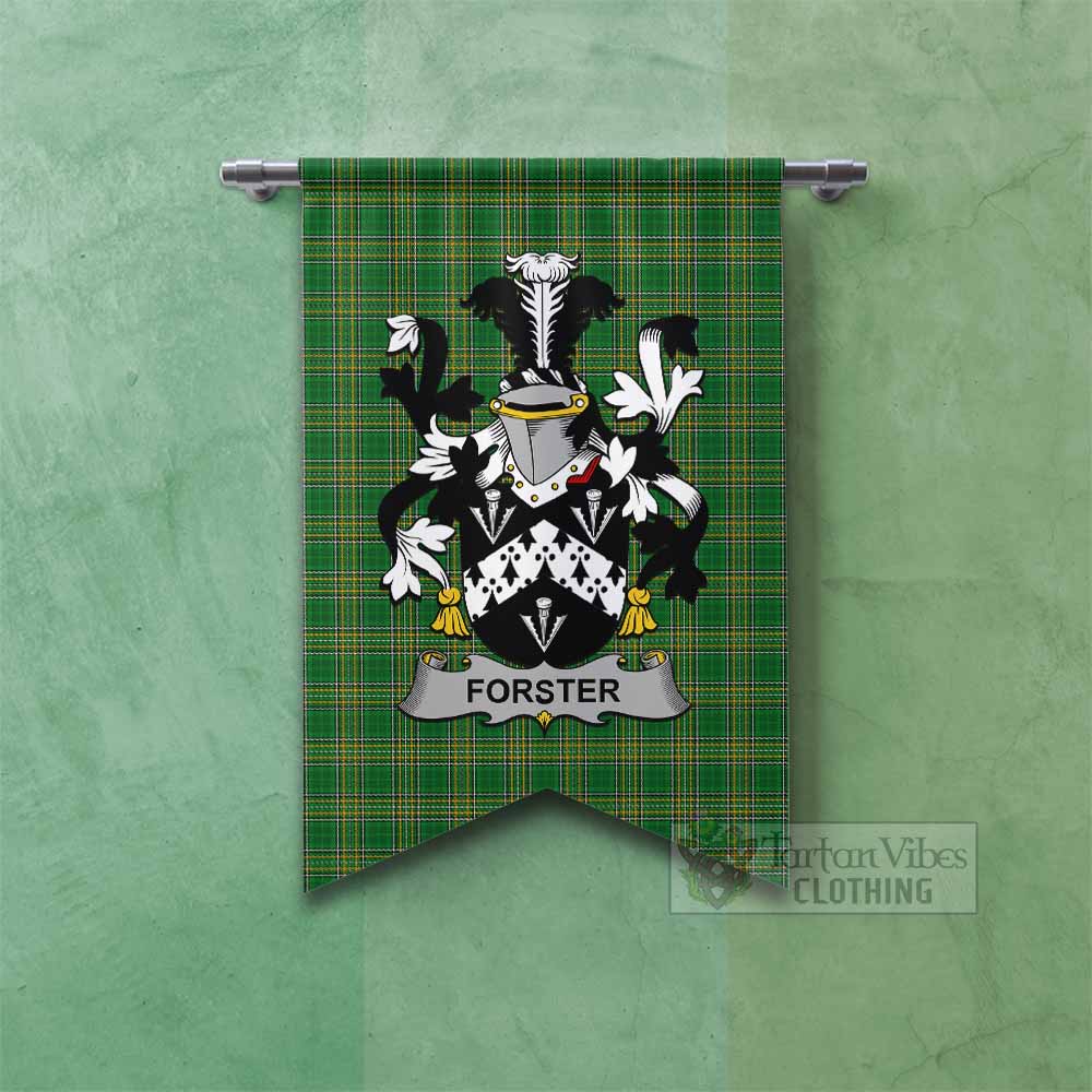 Forster Irish Clan Tartan Gonfalon, Tartan Banner with Coat of Arms Fishtail - Tartan Vibes Clothing