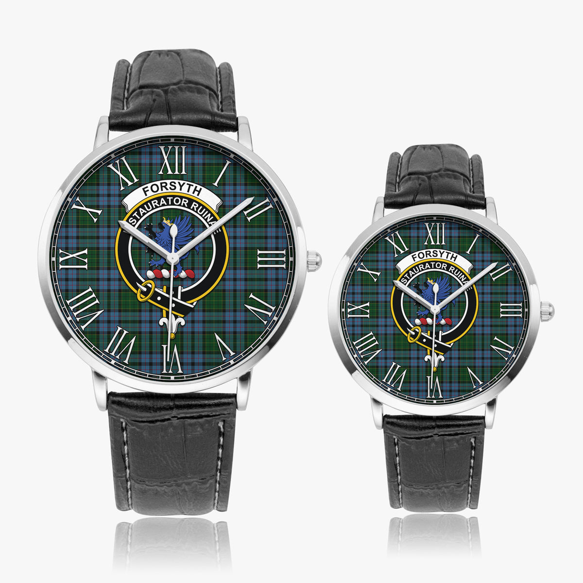 Forsyth Tartan Family Crest Leather Strap Quartz Watch - Tartan Vibes Clothing