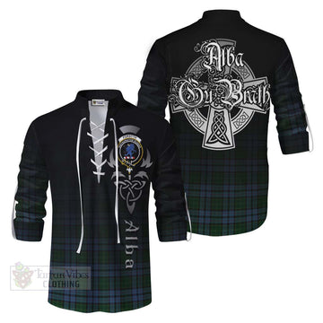 Forsyth Tartan Ghillie Kilt Shirt Featuring Alba Gu Brath Family Crest Celtic Inspired Men - Tartan Vibes Clothing
