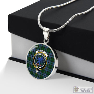 Forsyth Tartan Circle Necklace with Family Crest Luxury Necklace (Silver) No - Tartan Vibes Clothing