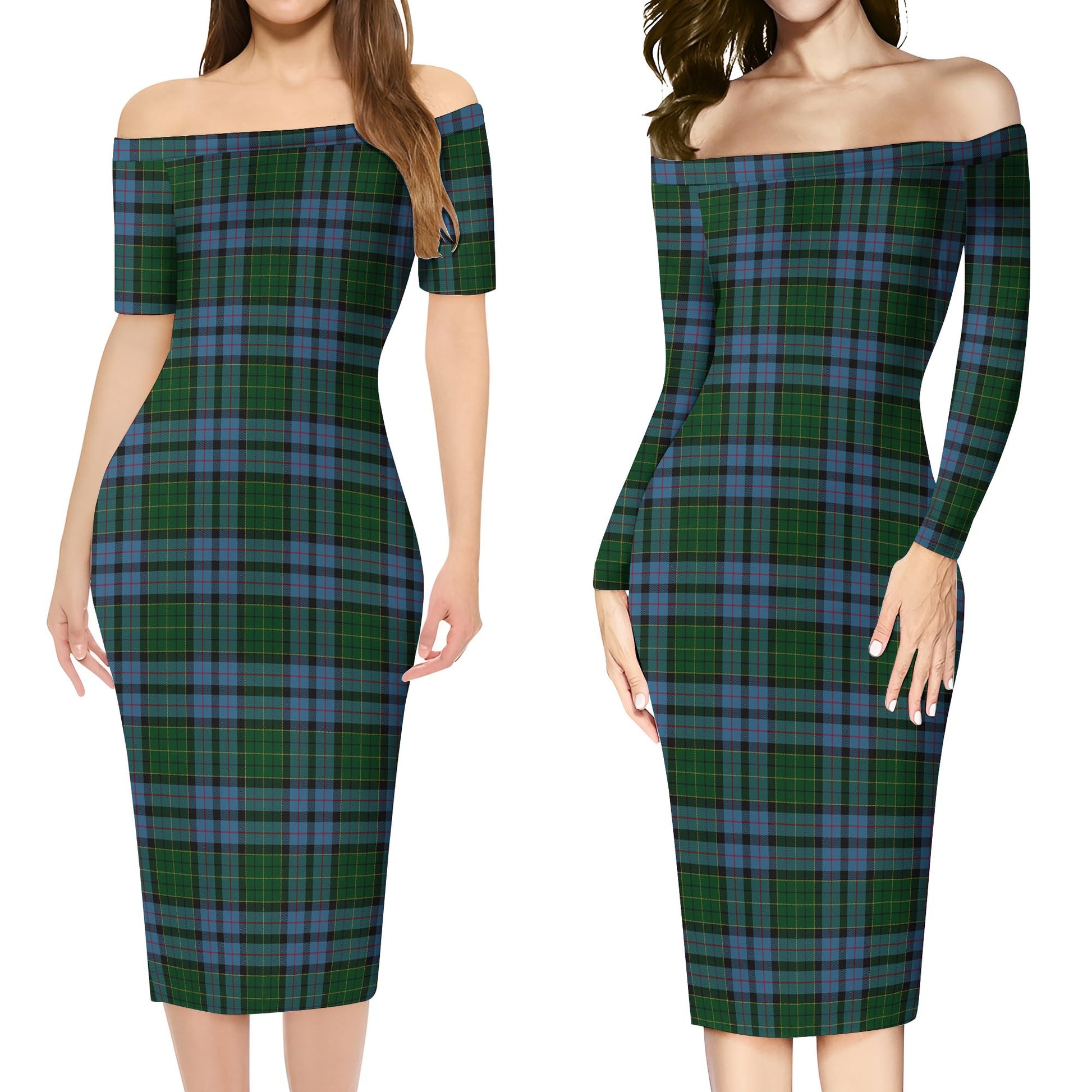 Forsyth Tartan Off Shoulder Lady Dress Women's Dress - Tartan Vibes Clothing