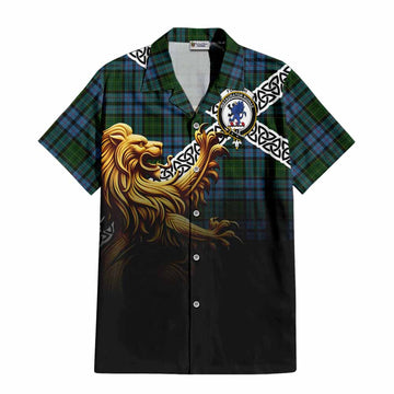 Forsyth Crest Tartan Hawaiian Shirt with Golden Lion Emblem Celtic Style Kid - Tartan Vibes Clothing