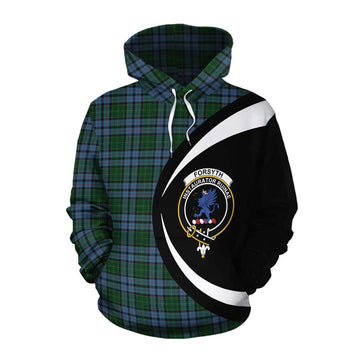 Forsyth Tartan Cotton Hoodie with Family Crest Circle Style Pullover Hoodie XS - Tartan Vibes Clothing