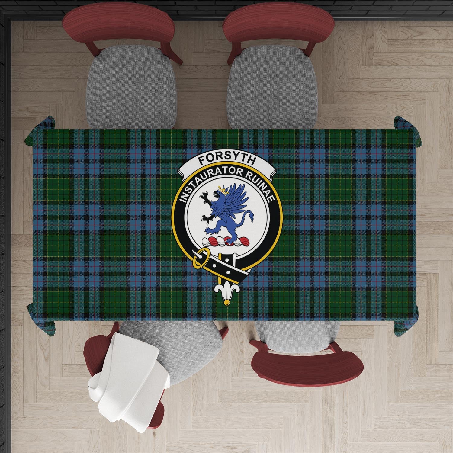 Forsyth Tartan Tablecloth with Family Crest XL 57.1"x70.9"(145x180cm) - Tartan Vibes Clothing