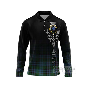 Forsyth Tartan Long Sleeve Polo Shirt Featuring Alba Gu Brath Family Crest Celtic Inspired Unisex - Tartan Vibes Clothing