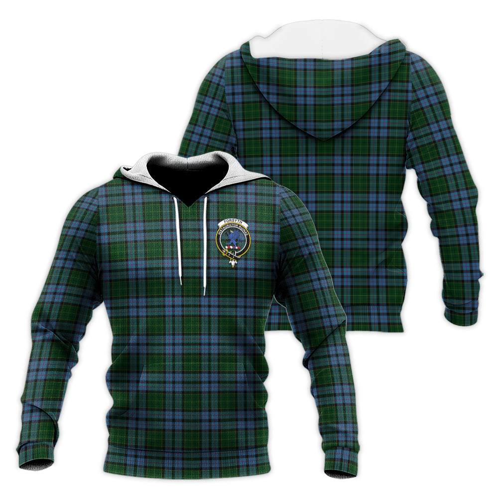 Forsyth Tartan Knitted Hoodie with Family Crest Unisex Knitted Pullover Hoodie - Tartan Vibes Clothing