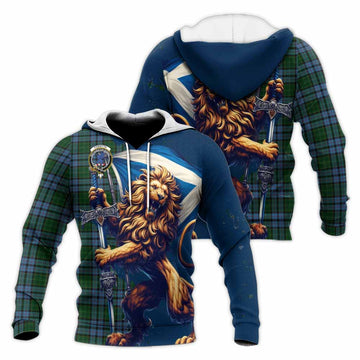 Forsyth Tartan Family Crest Knitted Hoodie with Scottish Majestic Lion Unisex Knitted Pullover Hoodie - Tartan Vibes Clothing