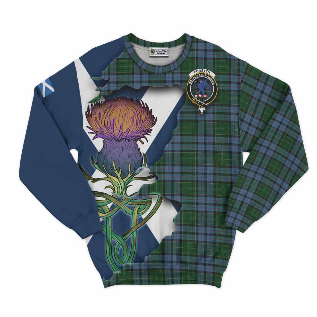 Forsyth Tartan Family Crest Sweatshirt Scottish Thistle Celtic Inspired Unisex - Tartan Vibes Clothing