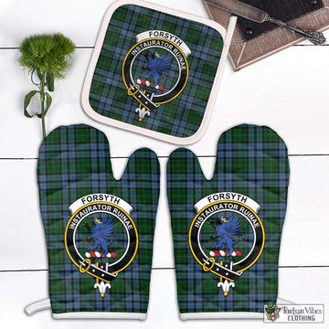 Forsyth Tartan Combo Oven Mitt & Pot-Holder with Family Crest White - Tartan Vibes Clothing