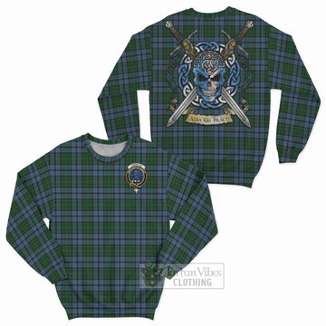 Forsyth Tartan Sweatshirt with Family Crest Celtic Skull Style Unisex - Tartan Vibes Clothing