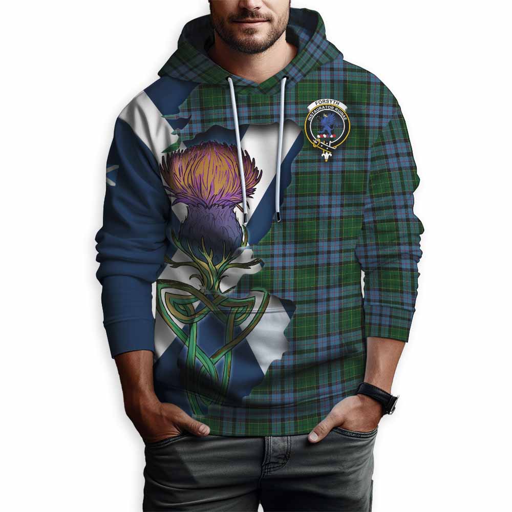 Forsyth Tartan Family Crest Hoodie Scottish Thistle Celtic Inspired Pullover Hoodie - Tartan Vibes Clothing