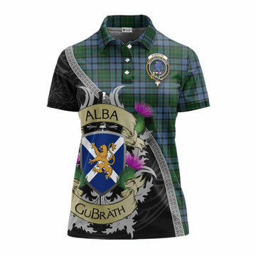 Forsyth Tartan Family Crest Women's Polo Shirt Lion Rampant Royal Thistle Shield Celtic Inspired Women - Tartan Vibes Clothing