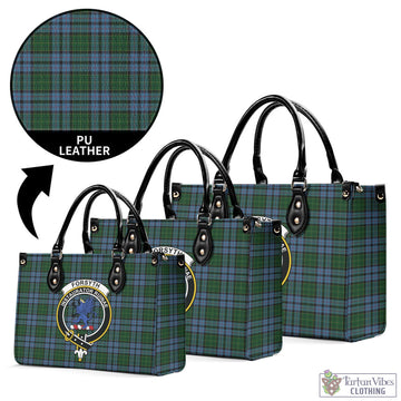 Forsyth Tartan Luxury Leather Handbags with Family Crest L - Tartan Vibes Clothing