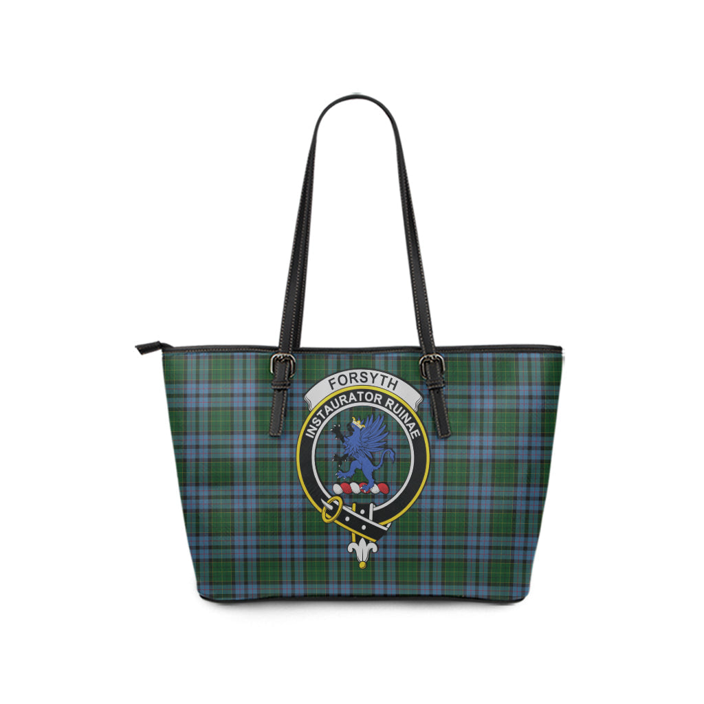 Forsyth Tartan Leather Tote Bag with Family Crest - Tartan Vibes Clothing