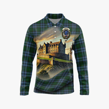 Forsyth Tartan Family Crest Long Sleeve Polo Shirt with Scottish Ancient Castle Style Unisex - Tartan Vibes Clothing