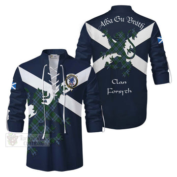 Forsyth Tartan Lion Rampant Ghillie Kilt Shirt Proudly Display Your Heritage with Alba Gu Brath and Clan Name Men - Tartan Vibes Clothing