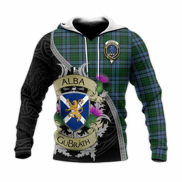 Forsyth Tartan Family Crest Knitted Hoodie Lion Rampant Royal Thistle Shield Celtic Inspired Unisex Knitted Pullover Hoodie - Tartan Vibes Clothing