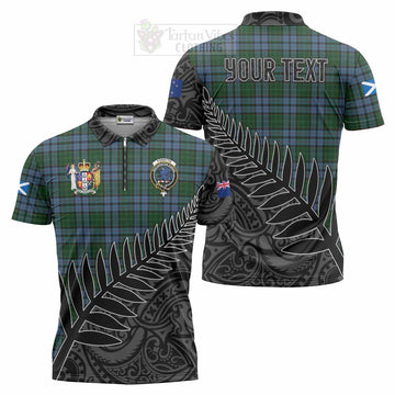 Forsyth Crest Tartan Zipper Polo Shirt with New Zealand Silver Fern Half Style Unisex - Tartan Vibes Clothing