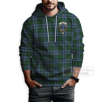 Forsyth Tartan Hoodie with Family Crest and Bearded Skull Holding Bottles of Whiskey - Tartan Vibes Clothing