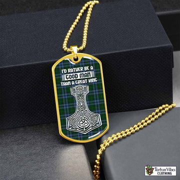 Forsyth Tartan Dog Tag Necklace Viking Mjolnir Style Gold No - Tartan Vibes Clothing