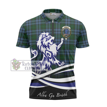 Forsyth Tartan Zipper Polo Shirt with Alba Gu Brath Regal Lion Emblem - Tartan Vibes Clothing