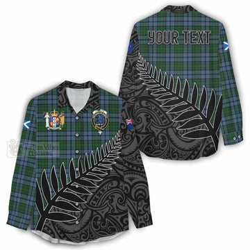 Forsyth Crest Tartan Women's Casual Shirt with New Zealand Silver Fern Half Style - Tartan Vibes Clothing