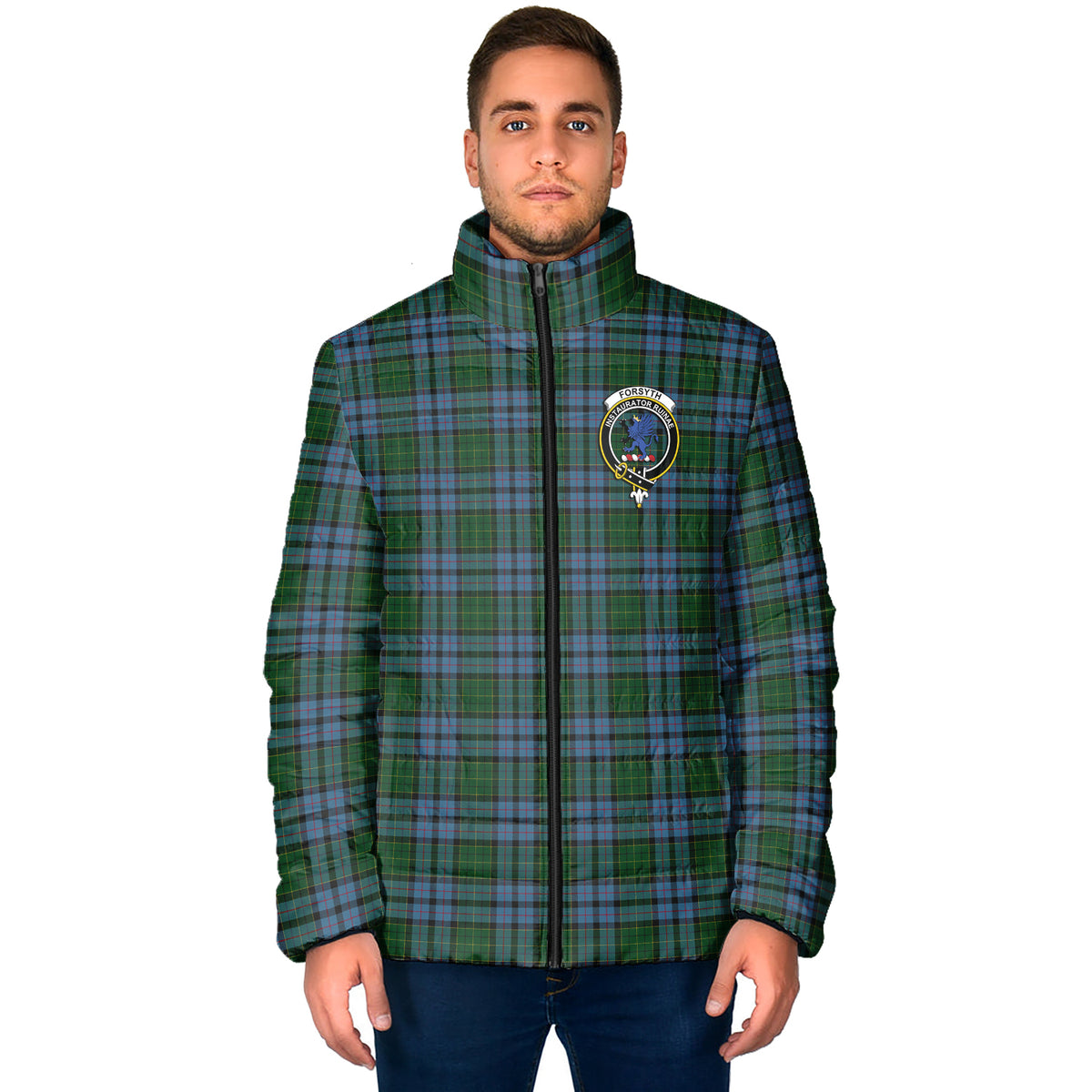Forsyth Tartan Padded Jacket with Family Crest - Tartan Vibes Clothing