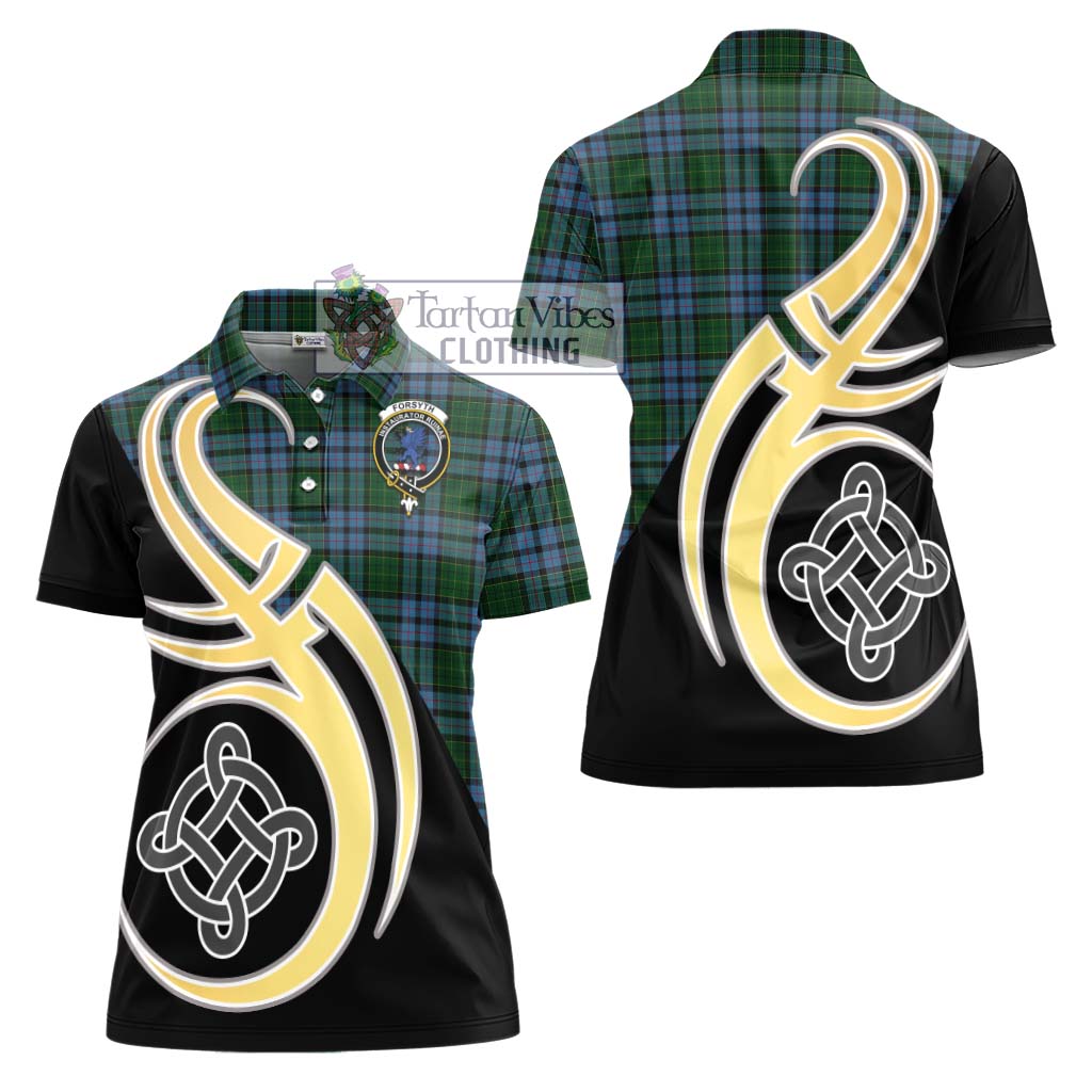 Forsyth Tartan Women's Polo Shirt with Family Crest and Celtic Symbol Style - Tartan Vibes Clothing