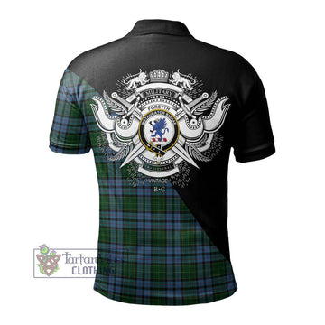 Forsyth Tartan Polo Shirt with Family Crest and Military Logo Style - Tartan Vibes Clothing