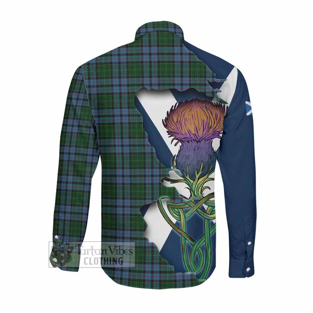 Forsyth Tartan Family Crest Long Sleeve Button Shirt Scottish Thistle Celtic Inspired Men's Shirt - Tartan Vibes Clothing