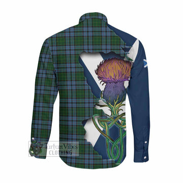 Forsyth Tartan Family Crest Long Sleeve Button Shirt Scottish Thistle Celtic Inspired Men's Shirt - Tartan Vibes Clothing