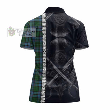 Forsyth Tartan Women's Polo Shirt with Family Crest Cross Sword Thistle Celtic Vibes - Tartan Vibes Clothing