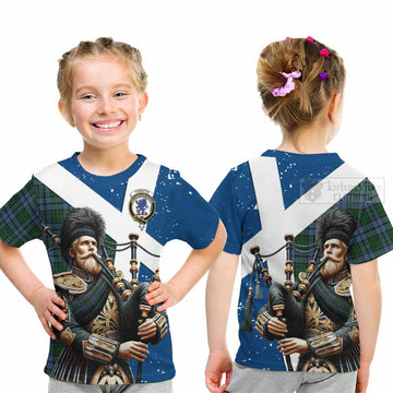 Forsyth Tartan Kid T-Shirt with Family Crest Scottish Bagpiper Vibes - Tartan Vibes Clothing