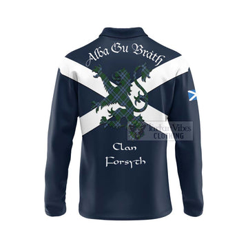 Forsyth Tartan Lion Rampant Long Sleeve Polo Shirt Proudly Display Your Heritage with Alba Gu Brath and Clan Name - Tartan Vibes Clothing