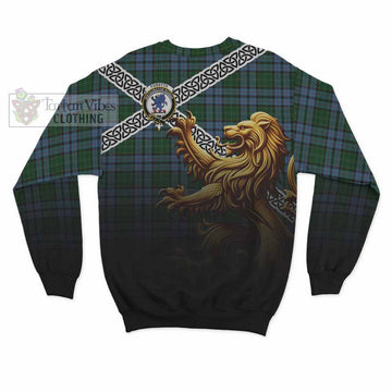Forsyth Crest Tartan Sweatshirt with Golden Lion Emblem Celtic Style - Tartan Vibes Clothing