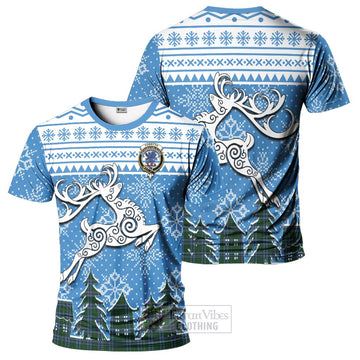 Forsyth Clan Christmas T-Shirt Celtic Reindeer Style - Tartan Vibes Clothing