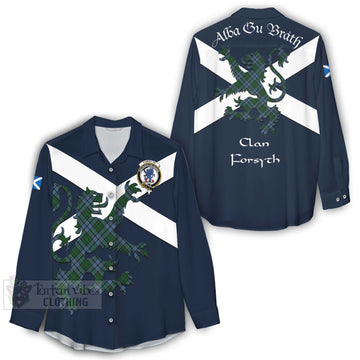 Forsyth Tartan Lion Rampant Women's Casual Shirt Proudly Display Your Heritage with Alba Gu Brath and Clan Name - Tartan Vibes Clothing