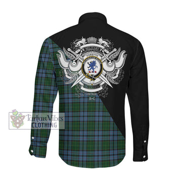 Forsyth Tartan Long Sleeve Button Shirt with Family Crest and Military Logo Style Men's Shirt - Tartan Vibes Clothing