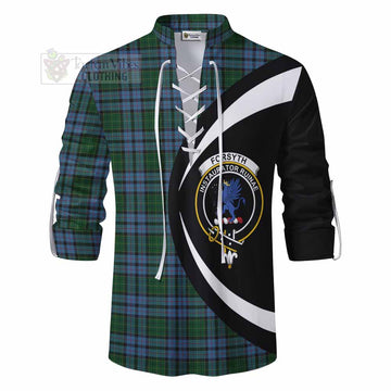 Forsyth Tartan Ghillie Kilt Shirt with Family Crest Circle Style - Tartan Vibes Clothing