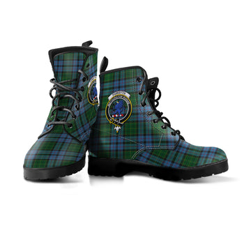 Forsyth Tartan Leather Boots with Family Crest - Tartan Vibes Clothing