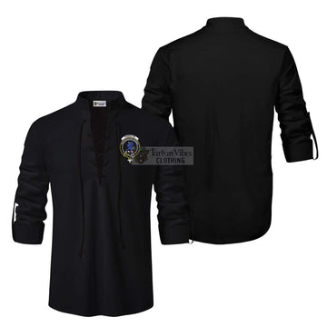 Forsyth Clan Crest Ghillie Kilt Shirt Men Black - 2D-tartanvibesclothing