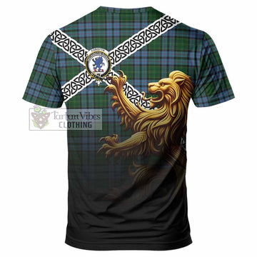 Forsyth Crest Tartan T-Shirt with Golden Lion Emblem Celtic Style - Tartan Vibes Clothing