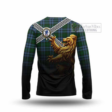 Forsyth Crest Tartan Long Sleeve T-Shirt with Golden Lion Emblem Celtic Style - Tartan Vibes Clothing