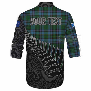 Forsyth Crest Tartan Ghillie Kilt Shirt with New Zealand Silver Fern Half Style - Tartan Vibes Clothing