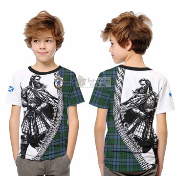 Forsyth Tartan Clan Crest Kid T-Shirt with Highlander Warrior Celtic Style - Tartan Vibes Clothing