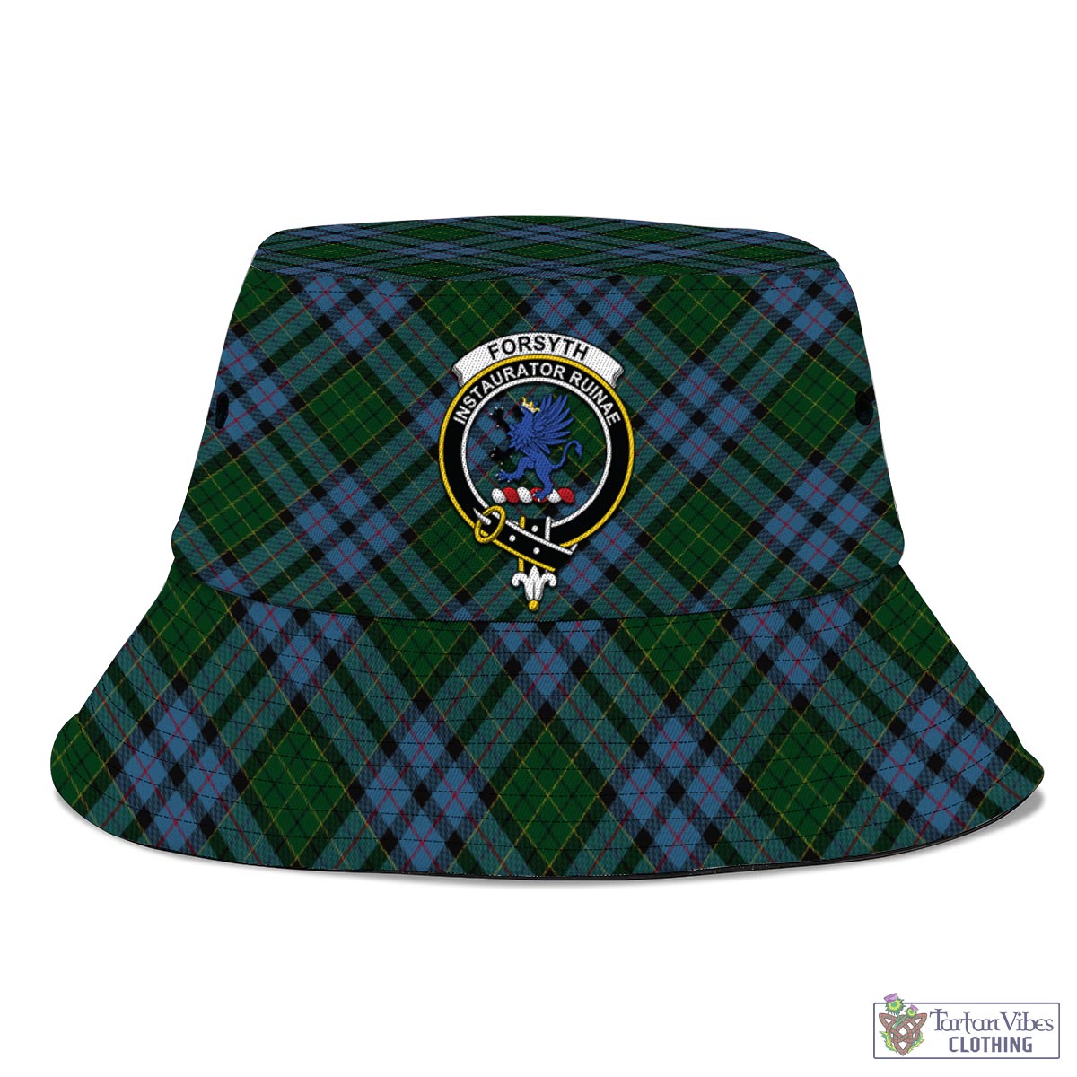 Tartan Vibes Clothing Forsyth Tartan Bucket Hat with Family Crest