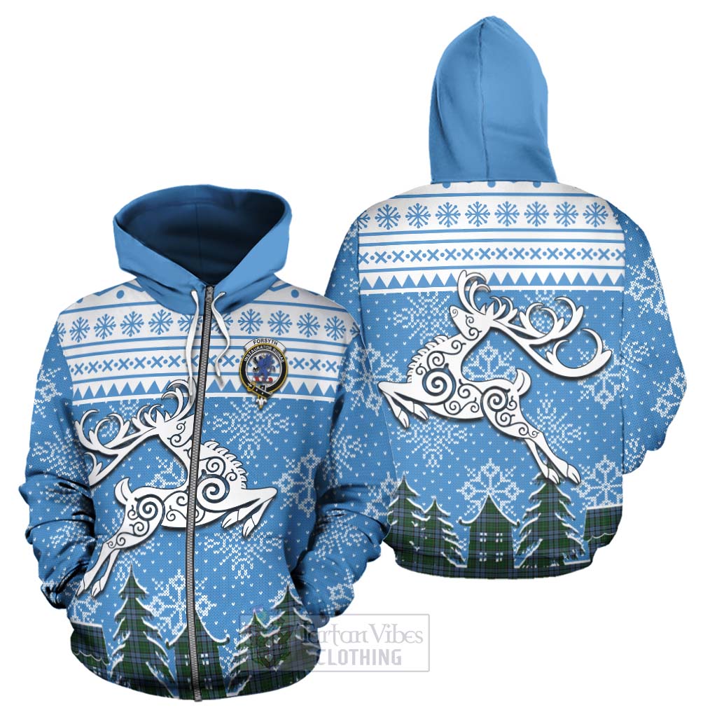 Forsyth Clan Christmas Hoodie Celtic Reindeer Style - Tartan Vibes Clothing