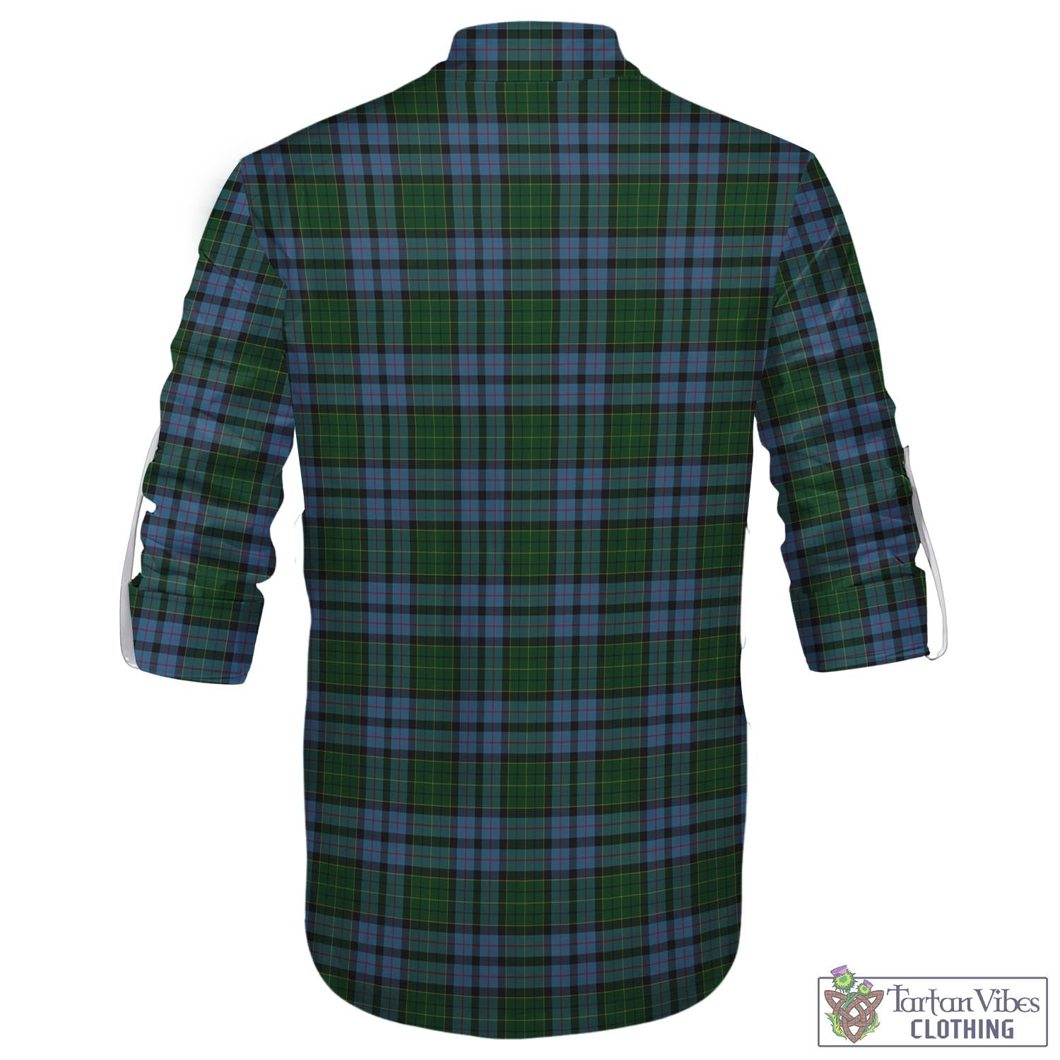 Tartan Vibes Clothing Forsyth Tartan Men's Scottish Traditional Jacobite Ghillie Kilt Shirt with Family Crest