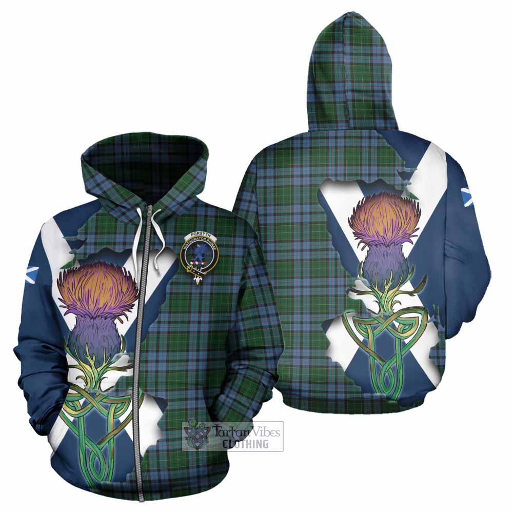 Forsyth Tartan Family Crest Hoodie Scottish Thistle Celtic Inspired Zip Hoodie - Tartan Vibes Clothing